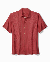 Big &amp; Tall Maui Border Silk Camp Shirt - Deep Havana