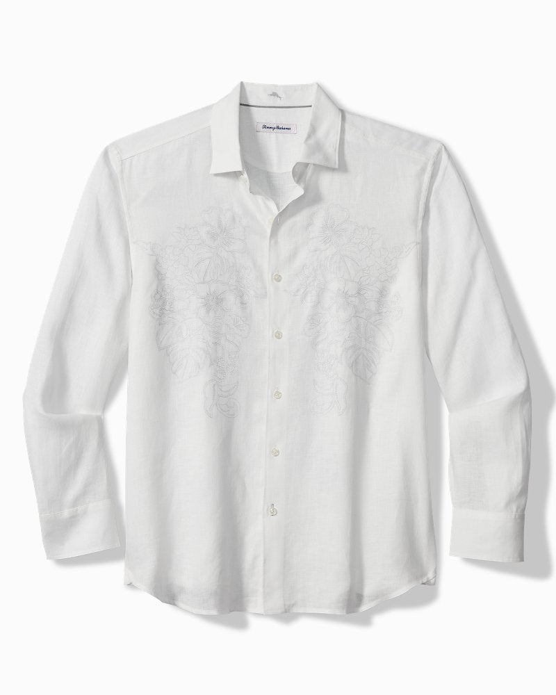 Big &amp; Tall Tide the Knot Long-Sleeve Linen Shirt - White