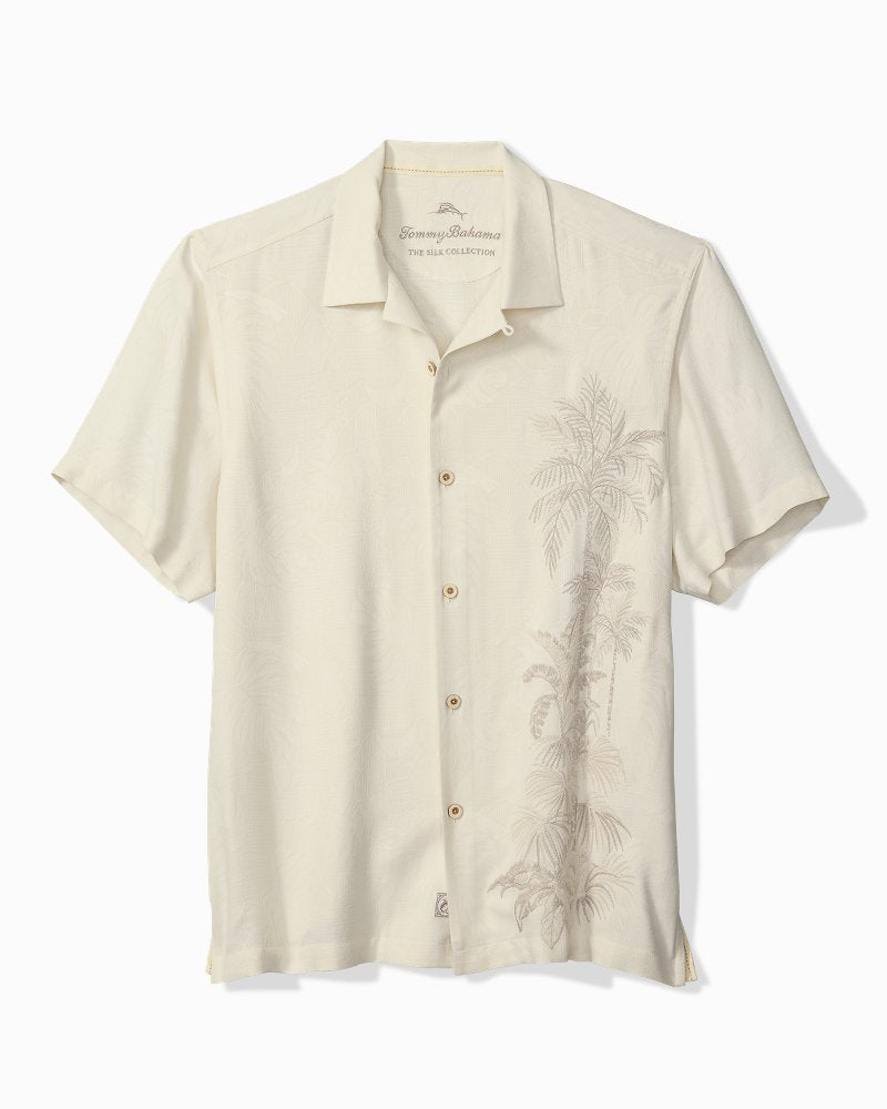 Big &amp; Tall Golden Palms Silk Camp Shirt - Continental