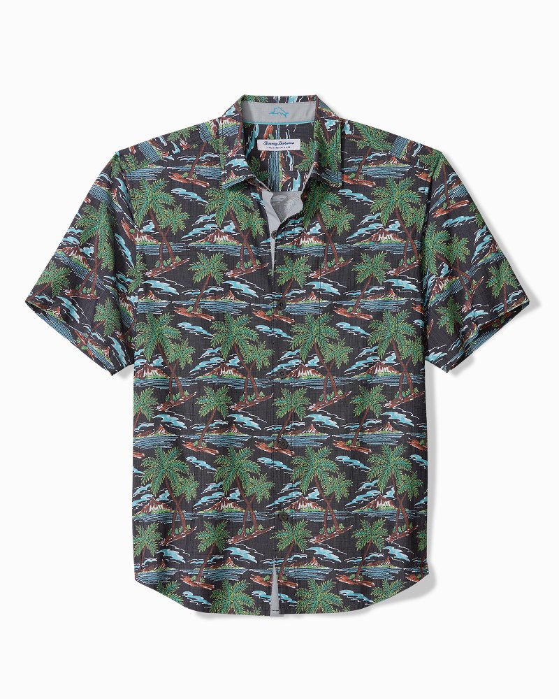 Big &amp; Tall Coastal Ease Isle Be There IslandZone Camp Shirt - Stone Brown