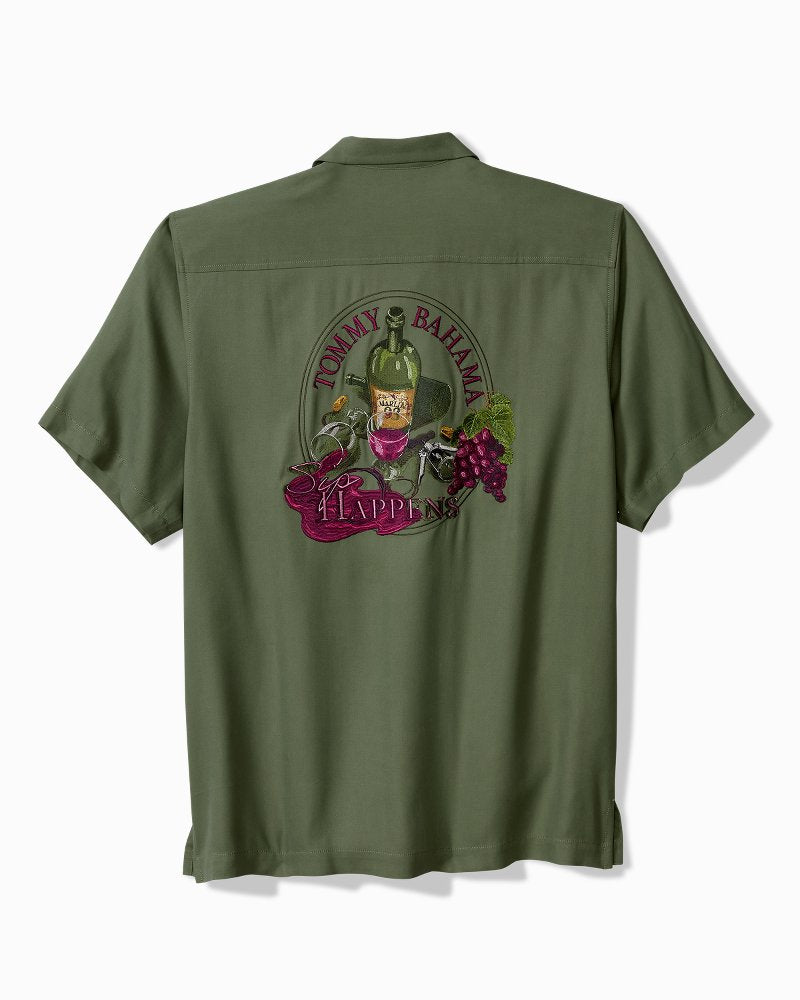 Big &amp; Tall Sip Happens Silk Camp Shirt - Celadon