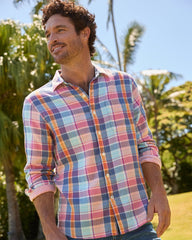 Big &amp; Tall Palma Roja Plaid Shirt - Turquoise Haze