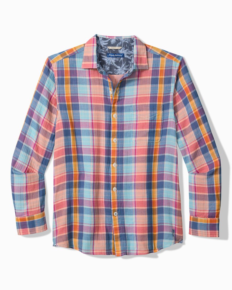 Big &amp; Tall Palma Roja Plaid Shirt - Turquoise Haze