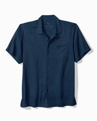 Big &amp; Tall Harbor Luxe Silk Camp Shirt - Navy