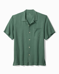 Big &amp; Tall Harbor Luxe Silk Camp Shirt - Dark Spa