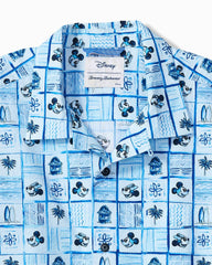 Big &amp; Tall Disney Nova Wave Retro Mosaic Cotton-Blend Shirt - Blue Splash