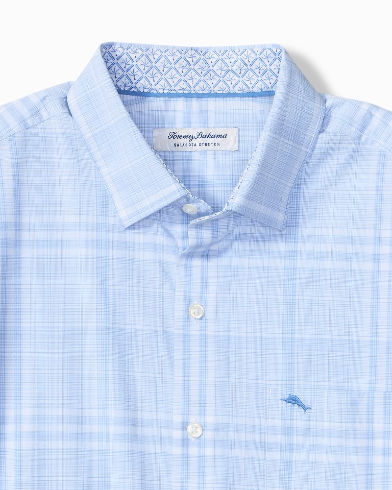Big &amp; Tall Sarasota Stretch Porto Plaid IslandZone Shirt - Rococo Blue