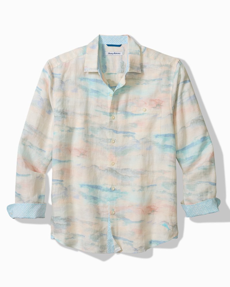 Big &amp; Tall Desert Sky Linen Long-Sleeve Shirt - Bellini