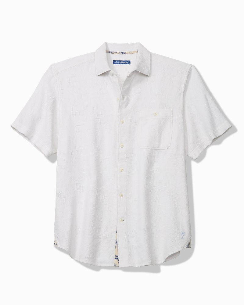 Big &amp; Tall Breeze Island Cotton Short-Sleeve Shirt - White