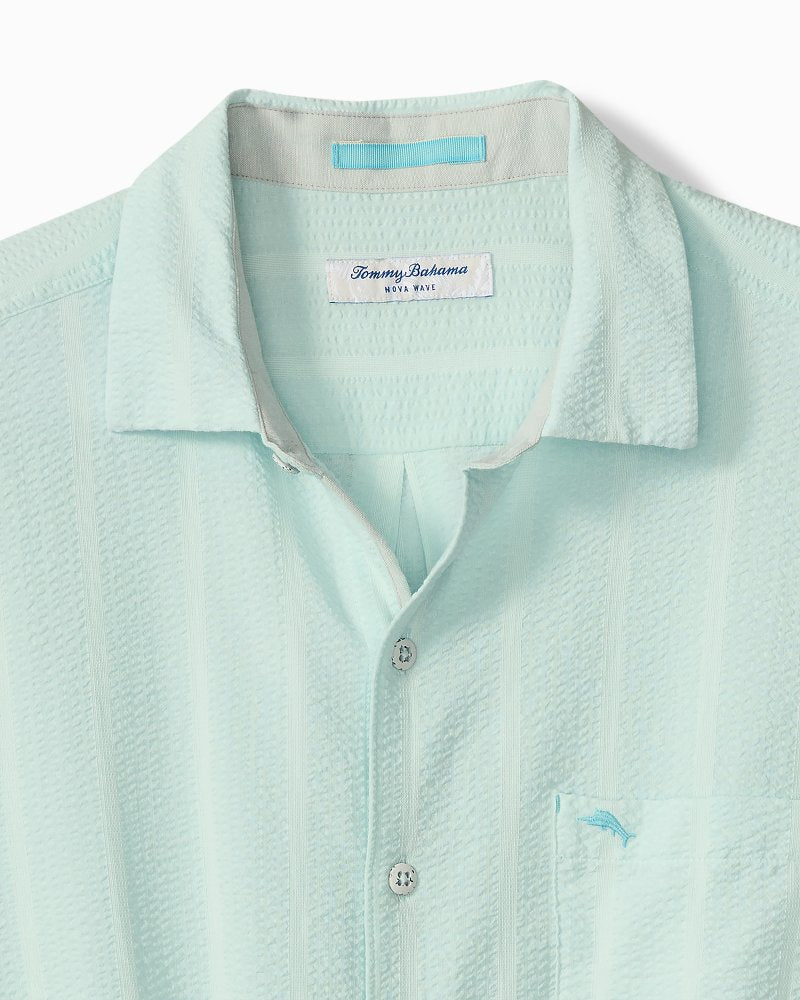 Big &amp; Tall Nova Wave Cotton-Blend Short-Sleeve Shirt - Dusty Aqua