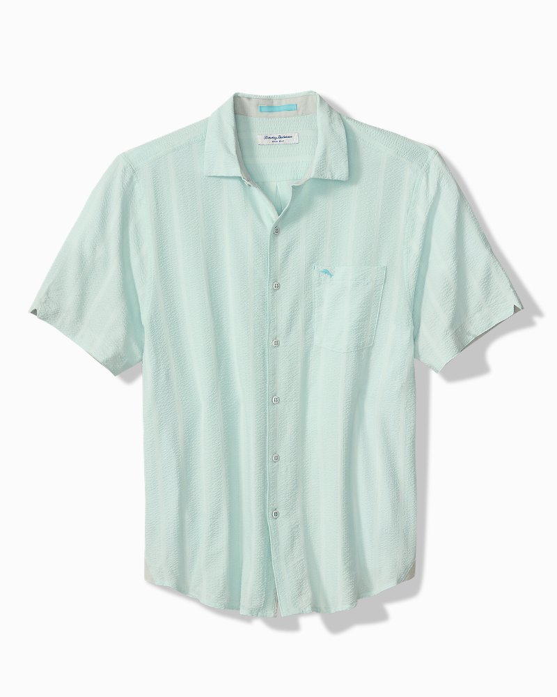 Big &amp; Tall Nova Wave Cotton-Blend Short-Sleeve Shirt - Dusty Aqua