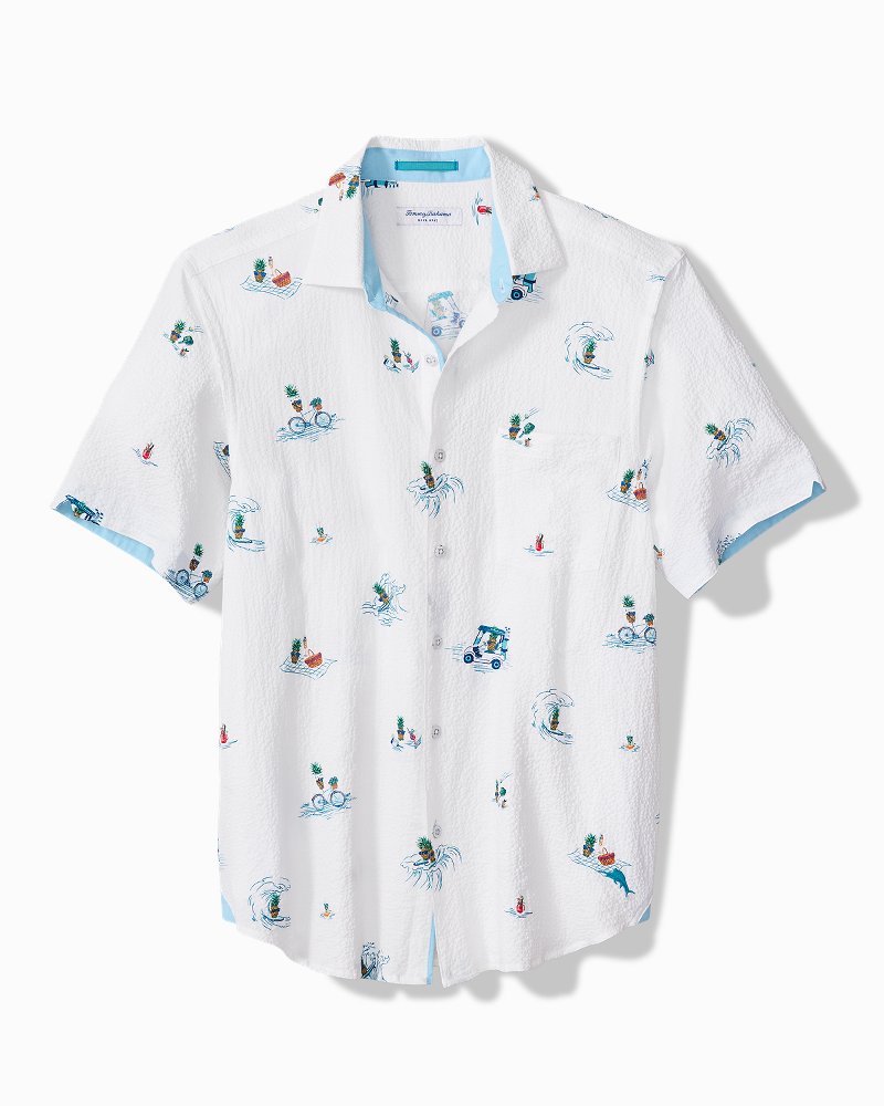 Big &amp; Tall Nova Wave Pineapple Pete Cotton-Blend Shirt - White