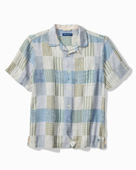 Big &amp; Tall Patchwork Sands Linen-Blend Camp Shirt - Biscotti Tan