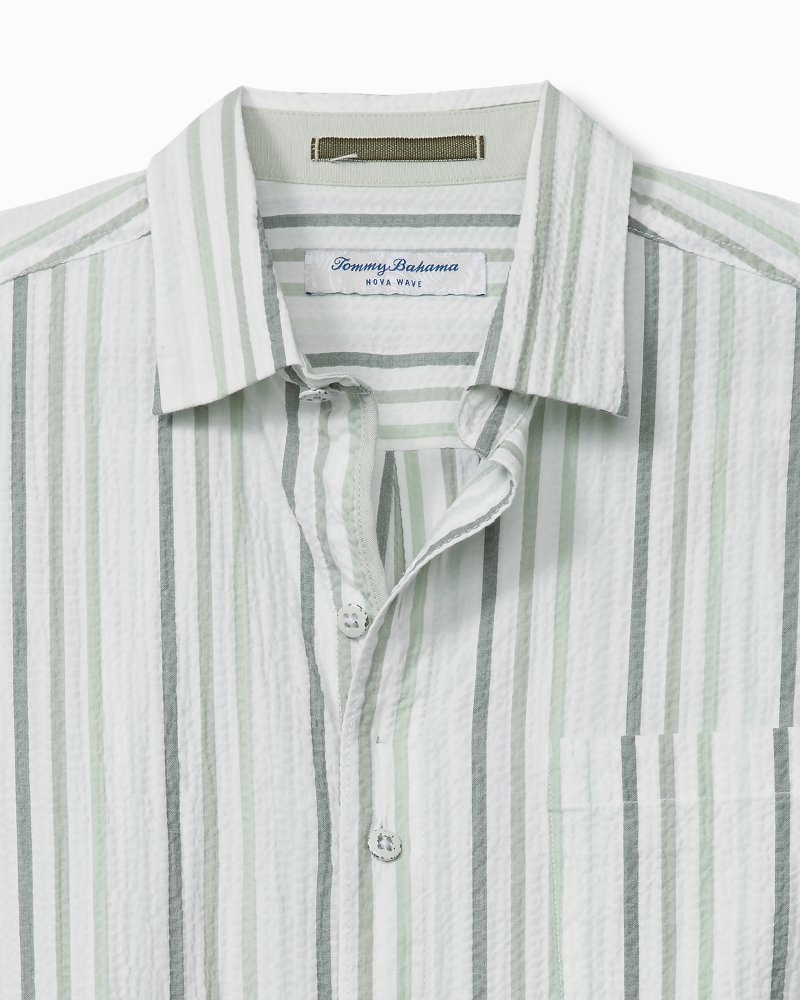 Big &amp; Tall Nova Wave Aloha Stripe Cotton-Blend Shirt - Dusty Sage
