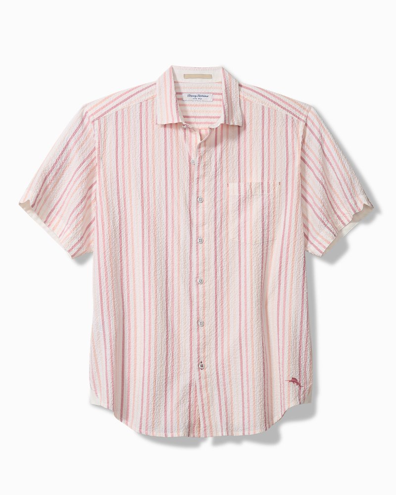 Big &amp; Tall Nova Wave Aloha Stripe Cotton-Blend Shirt - Red Spark