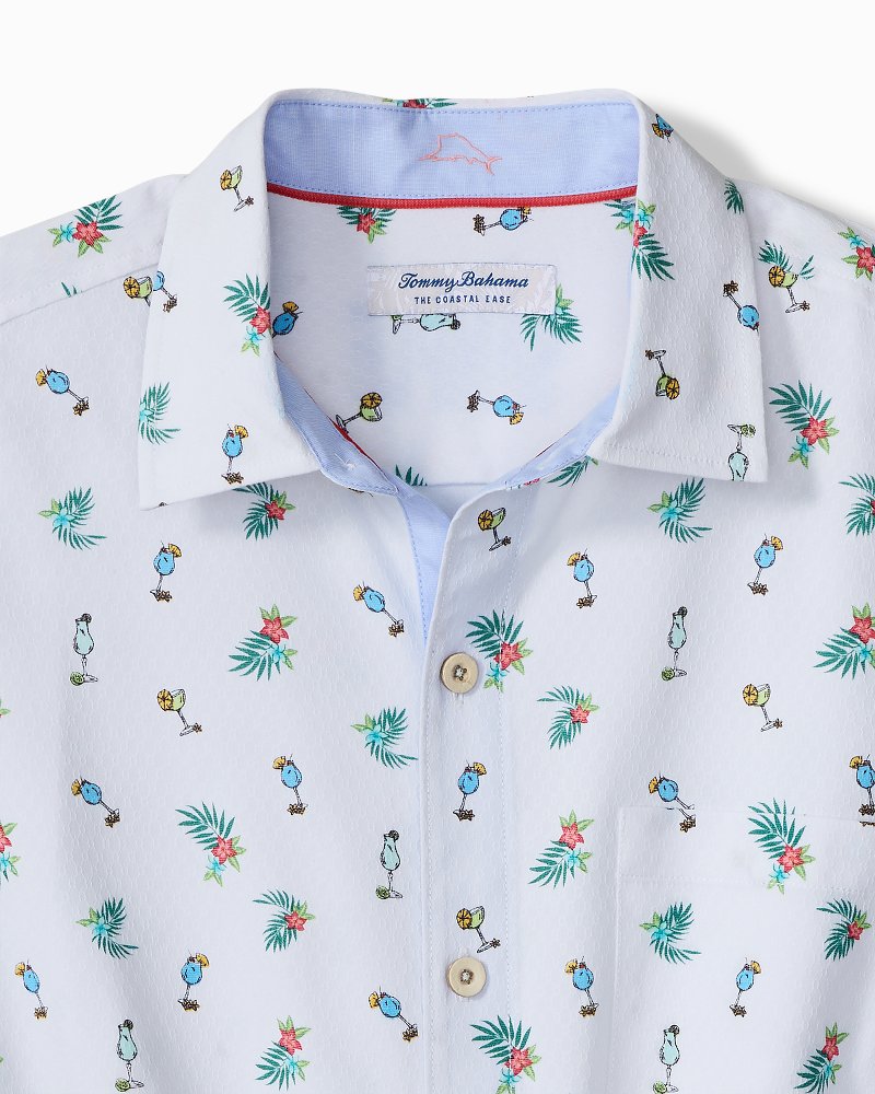 Big &amp; Tall Coastal Ease Fiesta Fizz IslandZone Camp Shirt - Oceana Blue