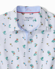 Big &amp; Tall Coastal Ease Fiesta Fizz IslandZone Camp Shirt - Oceana Blue