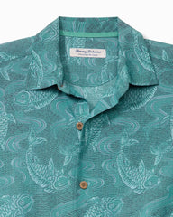 Big &amp; Tall Coastal Ease Feeling Koi-Ful IslandZone Camp Shirt - Summer Aqua
