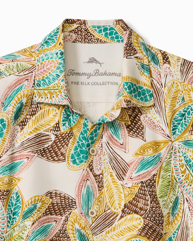 Big &amp; Tall Fuego Tropics Silk Camp Shirt - Coconut