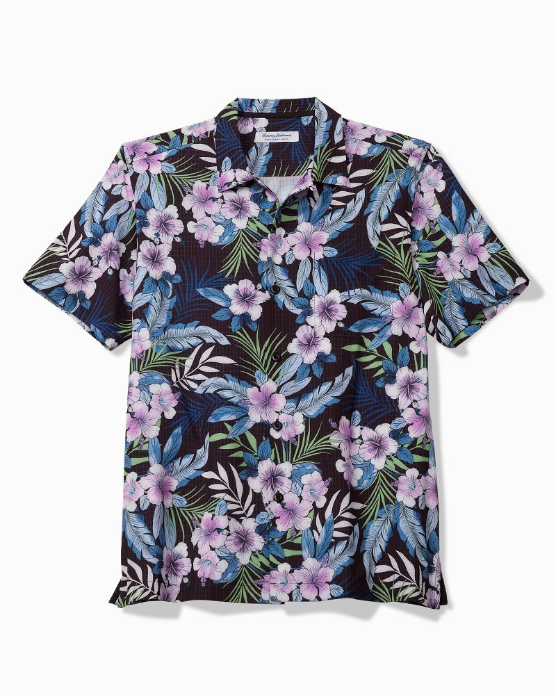 Big &amp; Tall Bahama Coast Midnight Flora IslandZone Shirt - Black