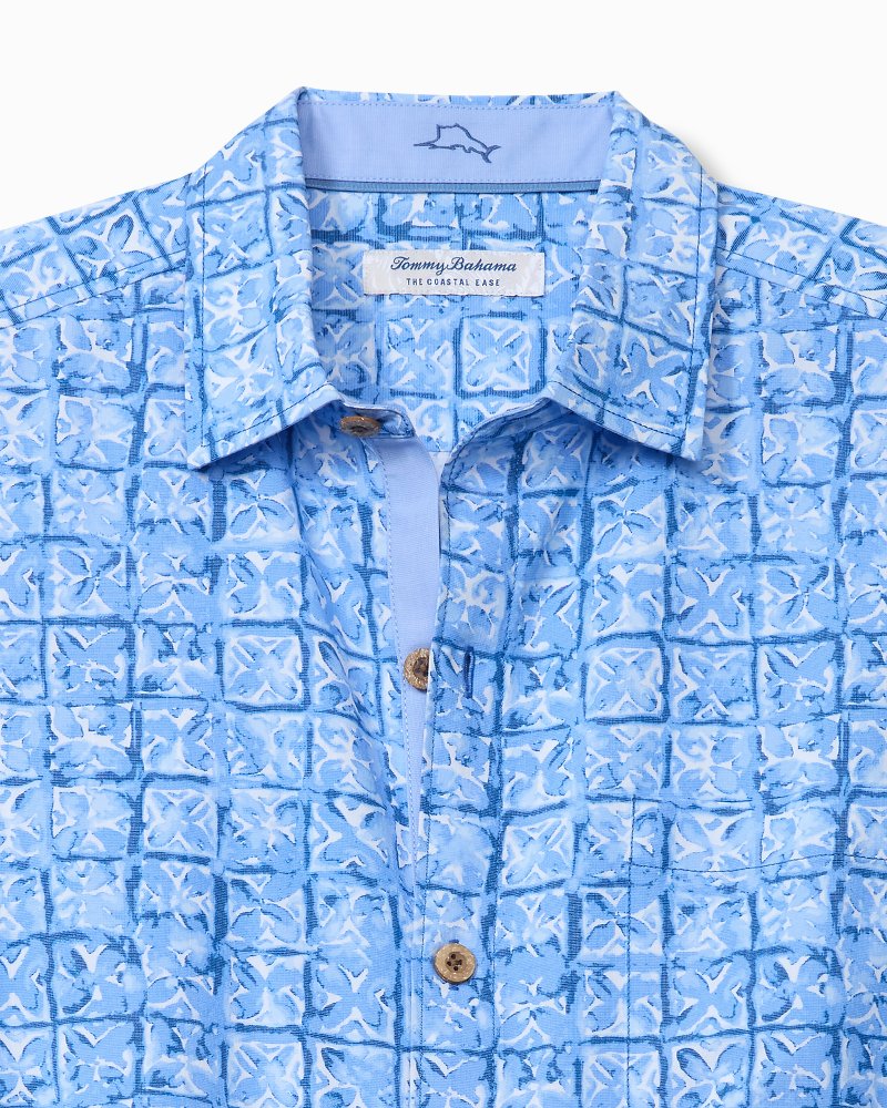 Big &amp; Tall Coastal Ease Carrico Tiles IslandZone Camp Shirt - Dusty Icicle