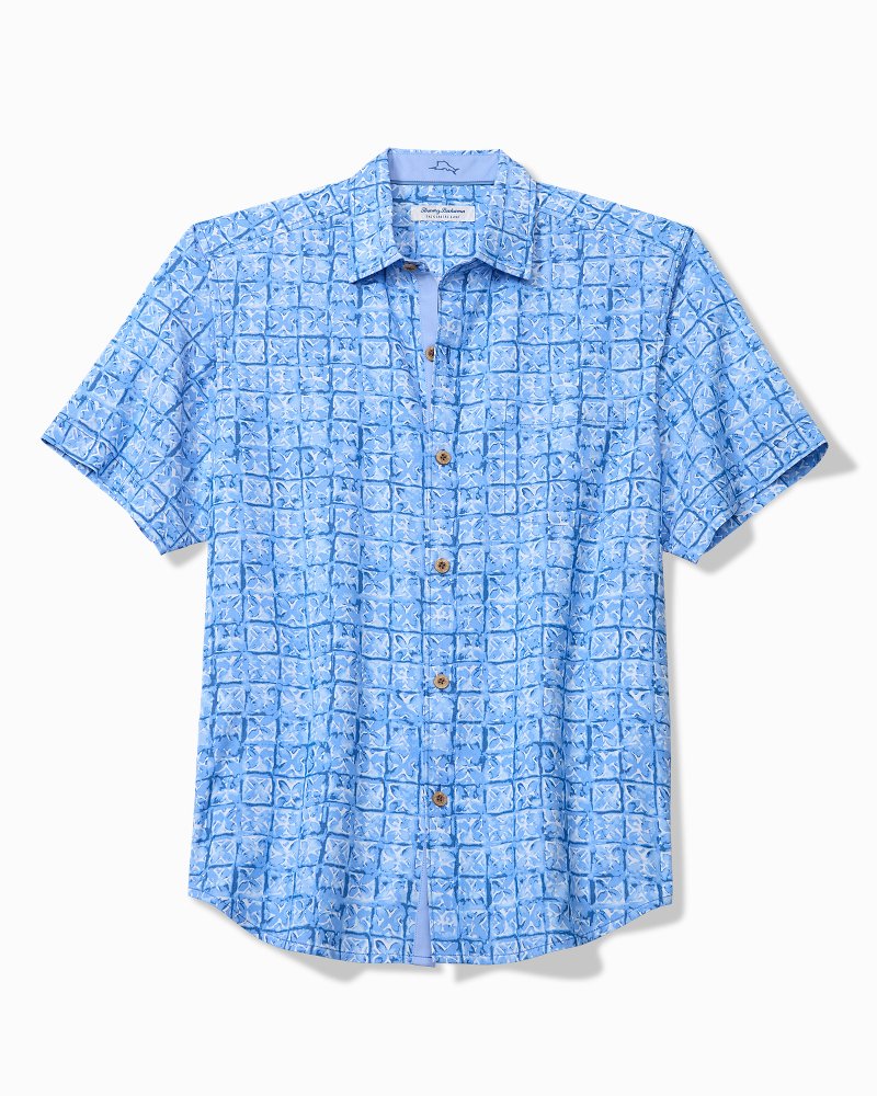 Big &amp; Tall Coastal Ease Carrico Tiles IslandZone Camp Shirt - Dusty Icicle