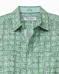 Big &amp; Tall Coastal Ease Carrico Tiles IslandZone Camp Shirt - Zephyr Green