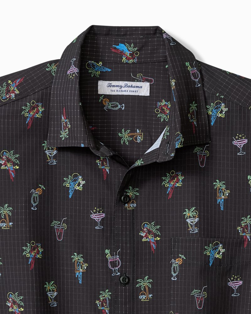 Big &amp; Tall Bahama Coast Neon Sips IslandZone Shirt - Matte Black