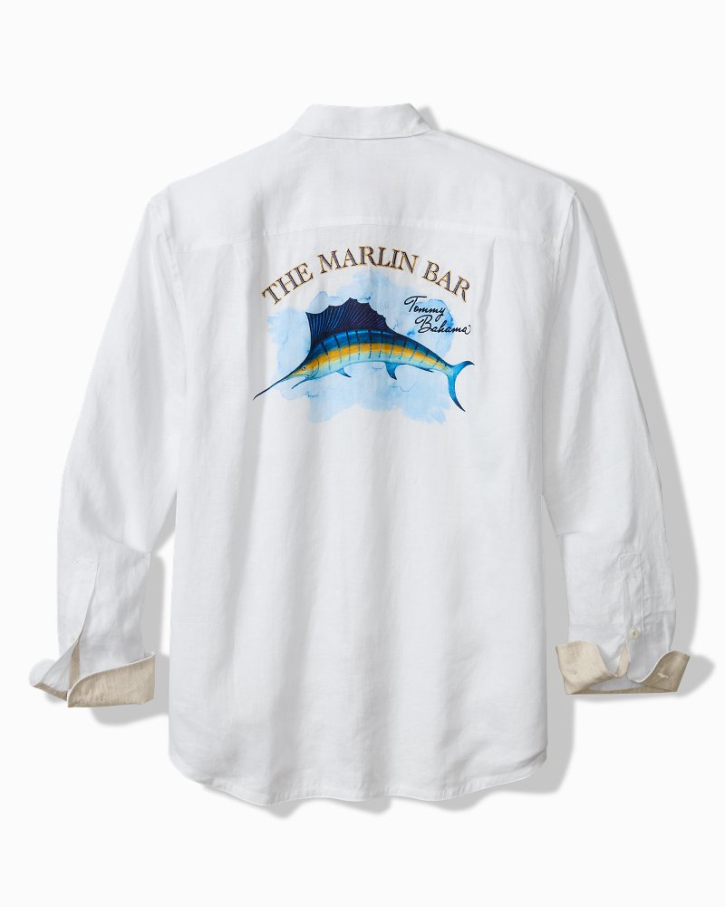 Big &amp; Tall The Marlin Bar Breezer Linen Long-Sleeve Shirt - Blue Stream