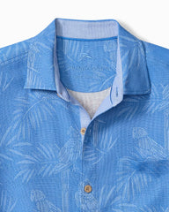 Big &amp; Tall Palm Perch Silk Camp Shirt - Rococo Blue