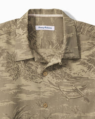 Big &amp; Tall Coastal Ease Palms IslandZone Camp Shirt - Shiitake