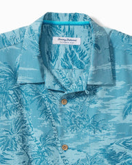 Big &amp; Tall Coastal Ease Palms IslandZone Camp Shirt - Saxony Blue