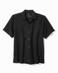 Big &amp; Tall Kona Luxe Border Silk Camp Shirt - Black