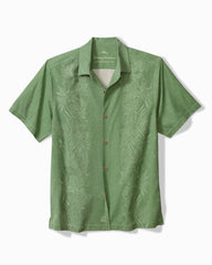 Big &amp; Tall Kona Luxe Border Silk Camp Shirt - Natural Mint