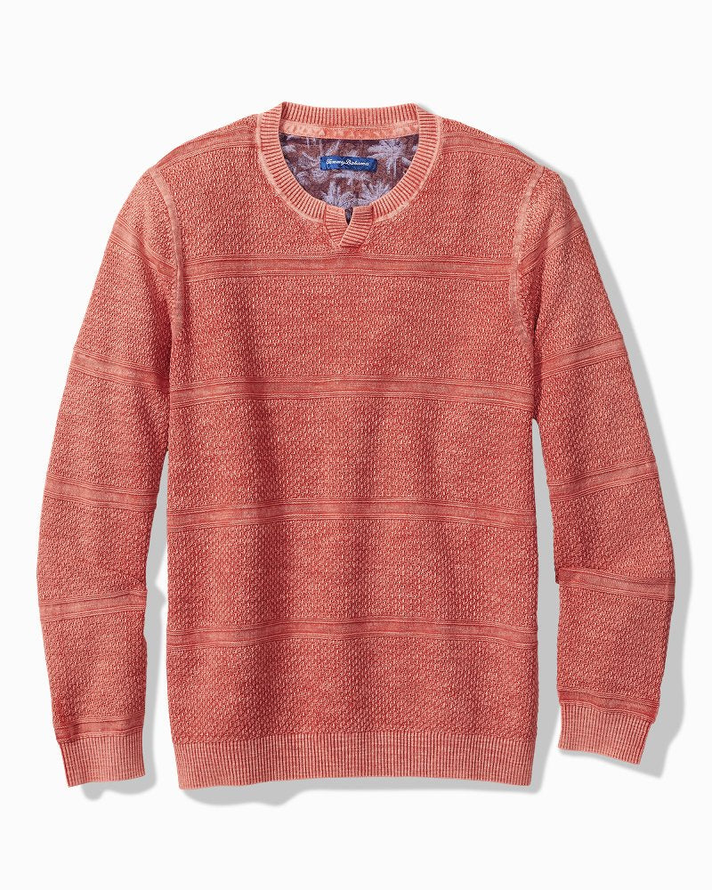 Big &amp; Tall Saltwater Textured Abaco Sweater - Red Ginger
