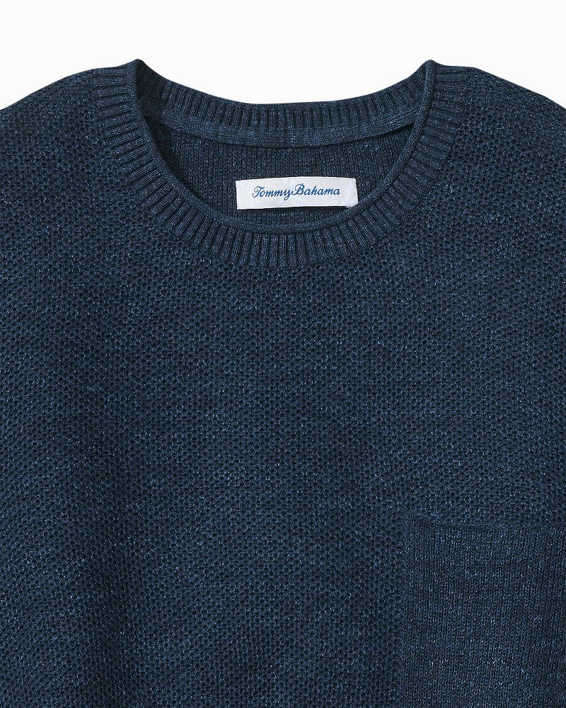 Big &amp; Tall Salthill Pocket Cotton-Blend Crew Sweater - Insignia Blue Heather
