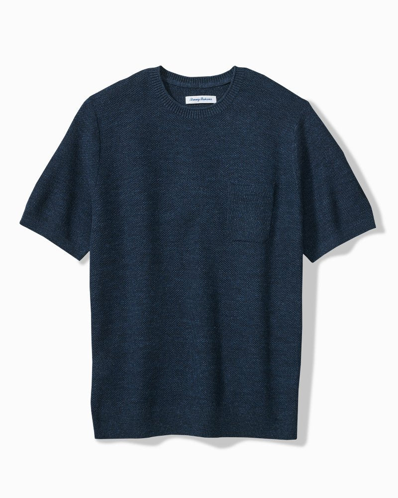 Big &amp; Tall Salthill Pocket Cotton-Blend Crew Sweater - Insignia Blue Heather