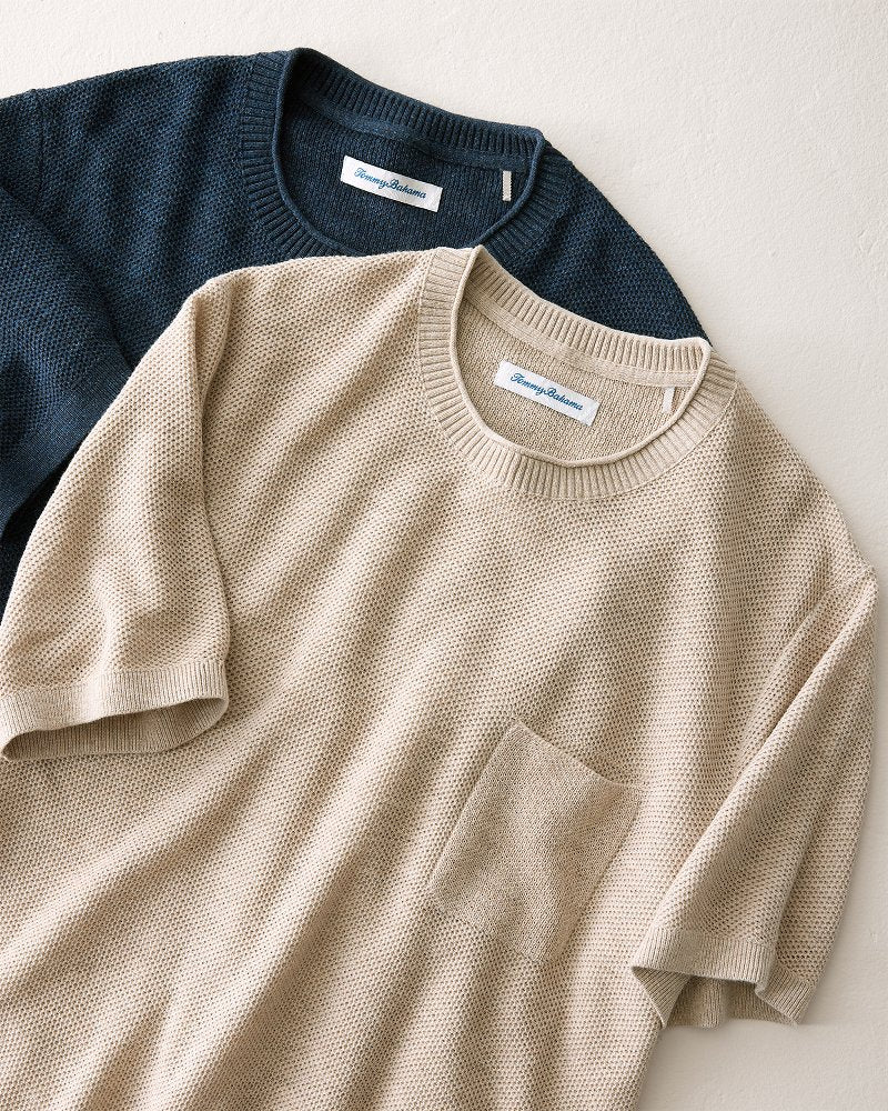 Big &amp; Tall Salthill Pocket Cotton-Blend Crew Sweater - Oatmeal Heather