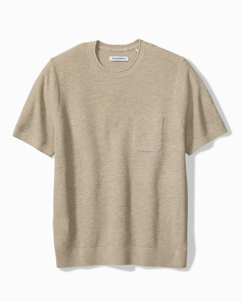 Big &amp; Tall Salthill Pocket Cotton-Blend Crew Sweater - Oatmeal Heather