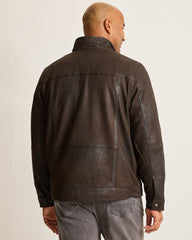 Big &amp; Tall Highland Rocker Leather Jacket - Dark Brown