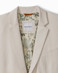 Big &amp; Tall Nova Wave Stretch-Seersucker Sand Stripe Blazer - Stone Khaki