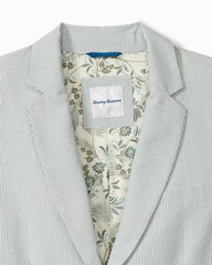 Big &amp; Tall Nova Wave Stretch-Seersucker Sand Stripe Blazer - Glass Bottle