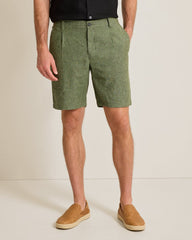 Big &amp; Tall Isla Sands Stripe Stretch-Linen Shorts - Celadon