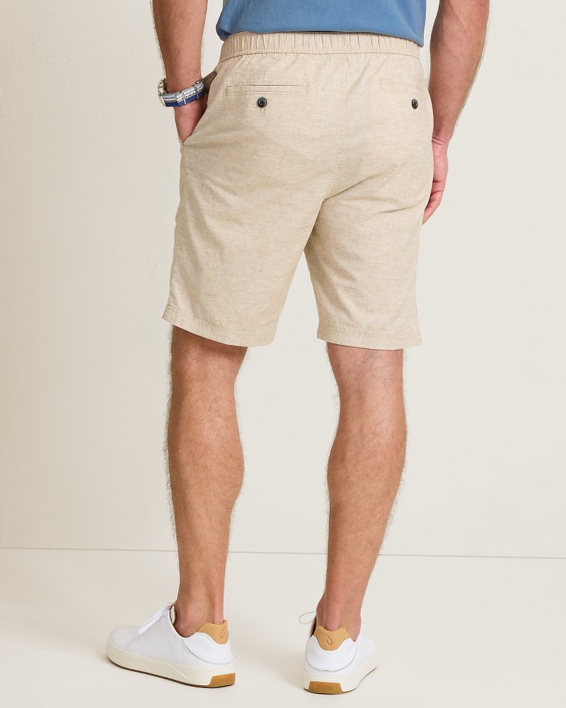 Big &amp; Tall Riviera Shore Stretch-Linen E-Waist Shorts - Natural