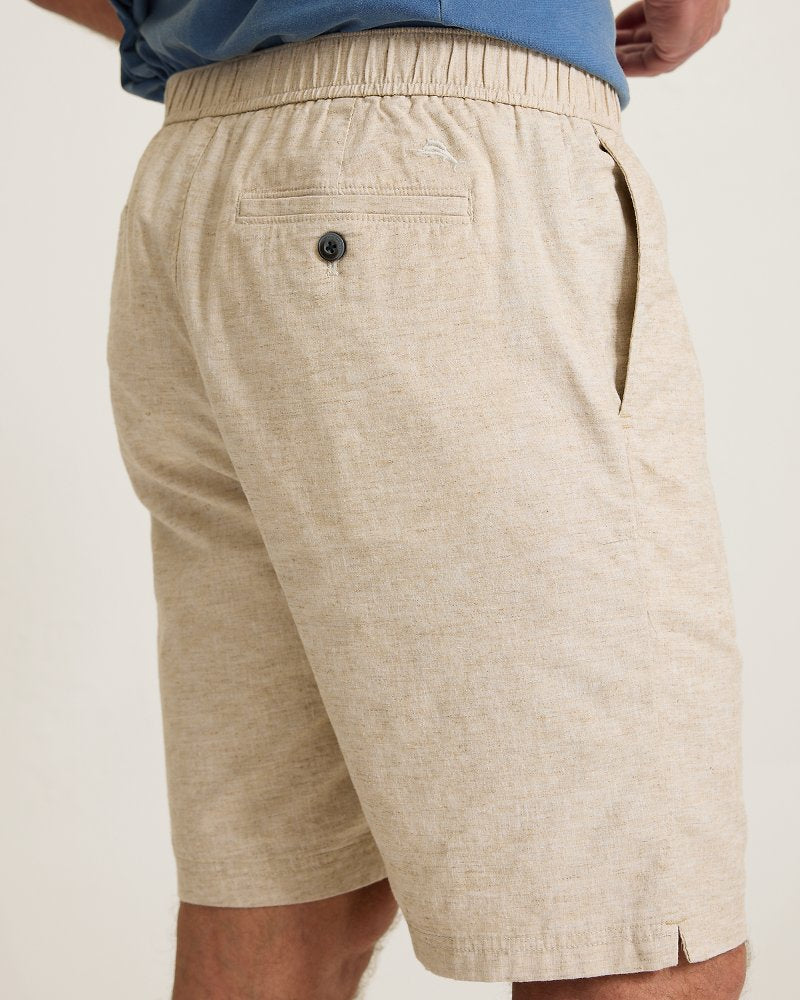 Big &amp; Tall Riviera Shore Stretch-Linen E-Waist Shorts - Natural