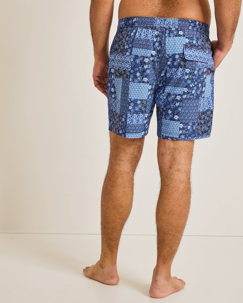 Big &amp; Tall Naples Palazzo Patchwork Swim Trunks - Island Navy