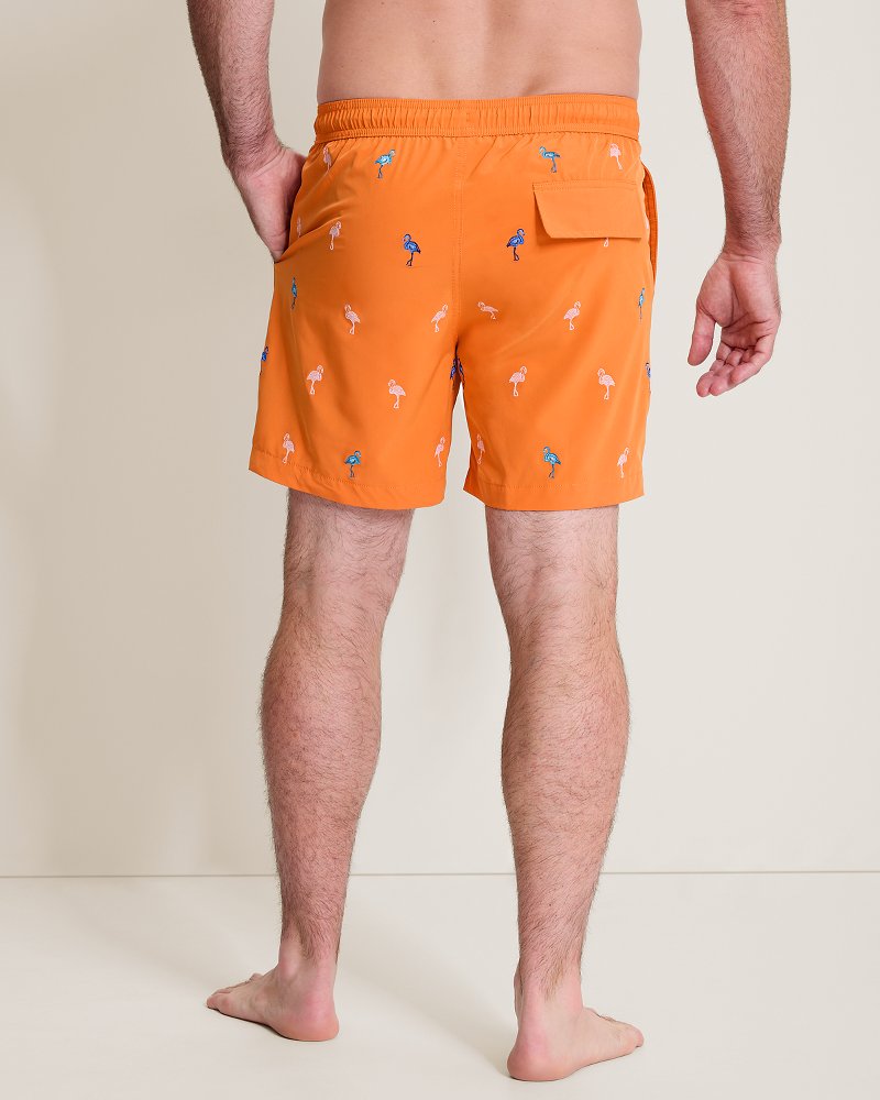 Big &amp; Tall Naples Flamingle Swim Trunks - Jaffa Orange
