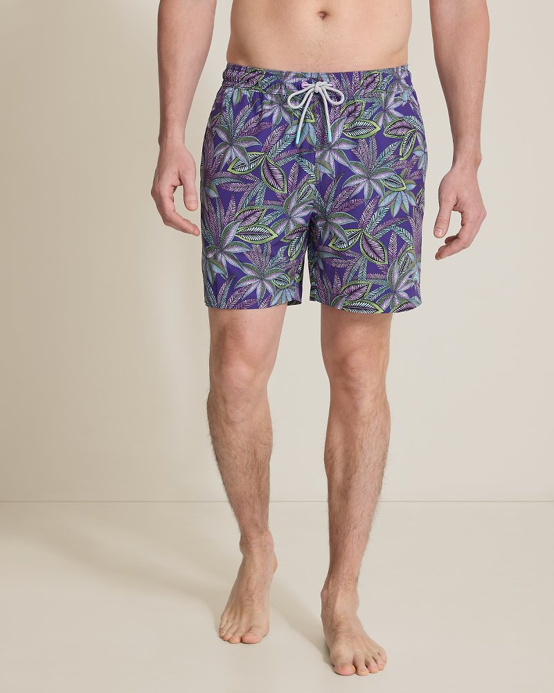 Big &amp; Tall Naples Luau Blooms Swim Trunks - Orient Blue