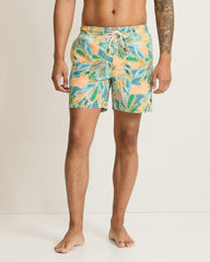 Big &amp; Tall Naples Fuego Tropics Swim Trunks - White Peach