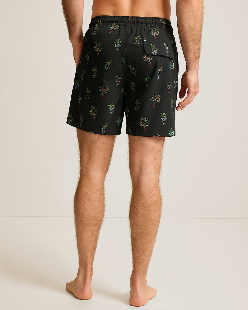 Big &amp; Tall Naples Neon Sips Swim Trunks - Matte Black